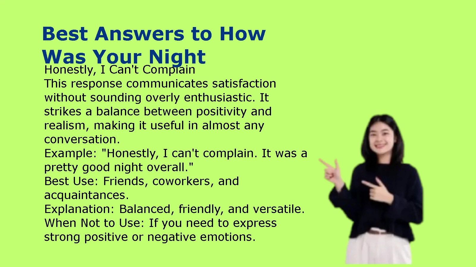Best Answers to How Was Your Night