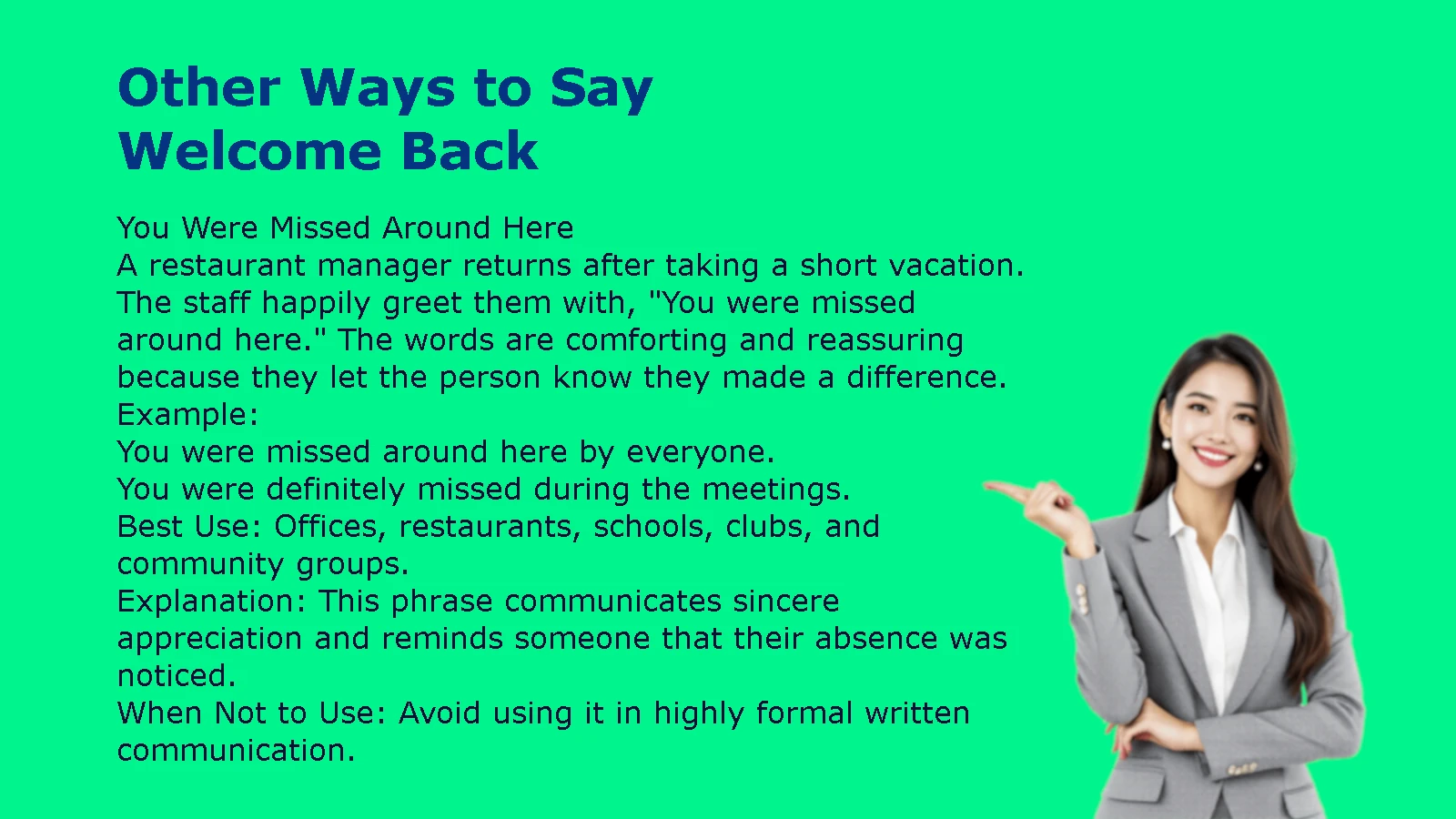 Other Ways to Say Welcome Back