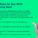 Other Ways to Say With That Being Said